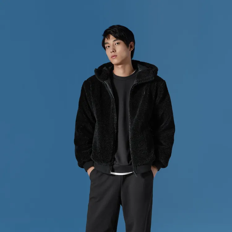 SKECHERS/斯凯奇2024秋冬季款男款成人针织连帽摇粒绒外套抗静电