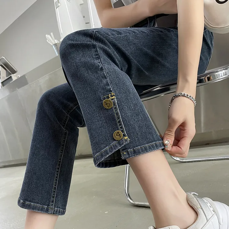小个子八分直筒牛仔裤女2025显瘦春秋季百搭窄版女款九分烟管裤子