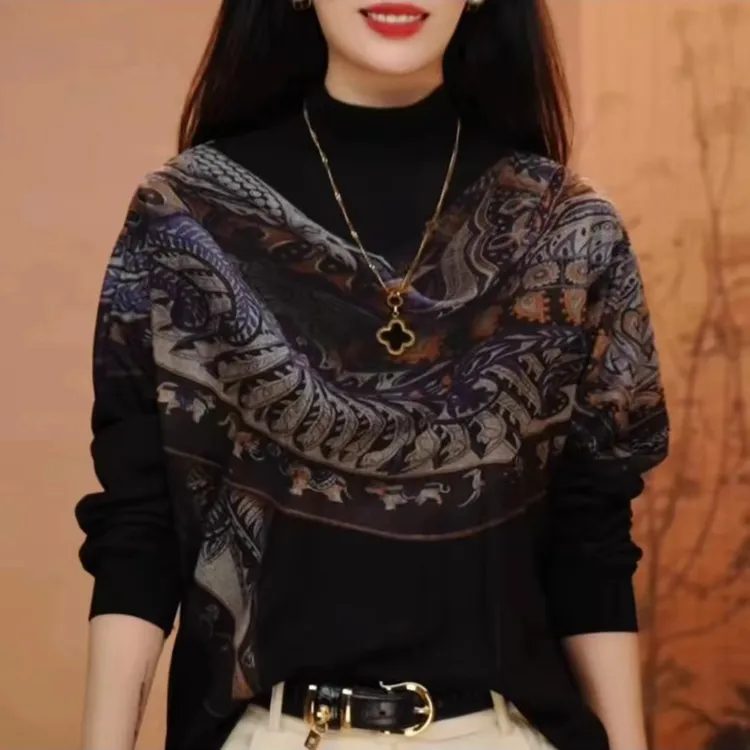 2024秋冬上新保暖打底衫双面澳绒显瘦减龄妈妈装女款09