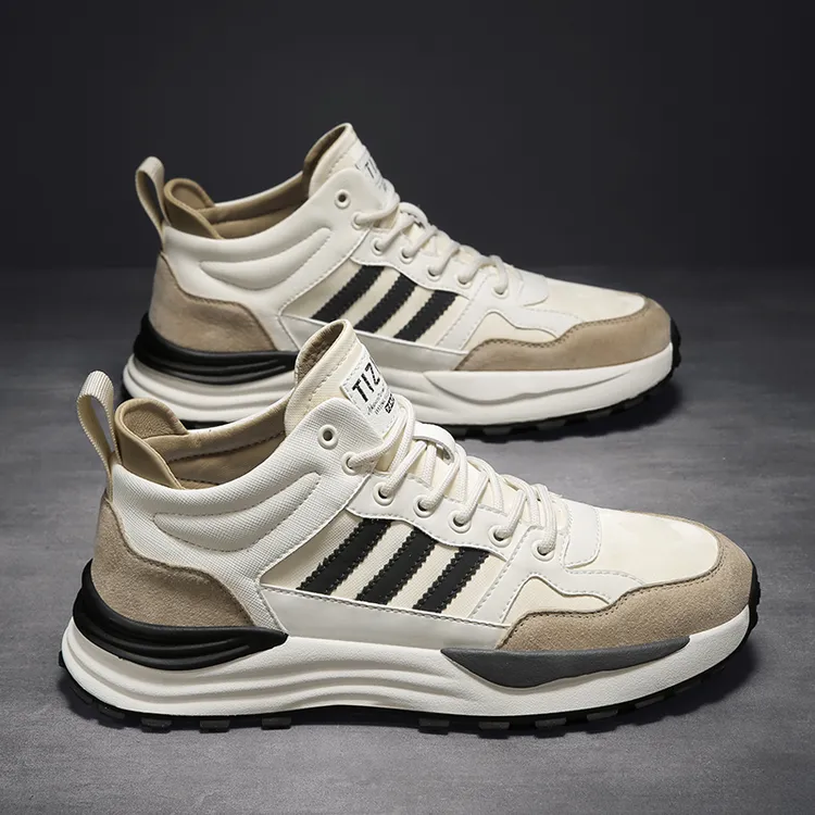 高品质百搭潮流男鞋真皮阿甘运动潮鞋高帮时尚百搭休闲鞋系带单鞋