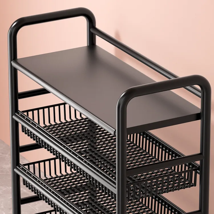 厨房置物架落地多层微波炉架子家用货架锅架蔬菜篮推车收纳储物架