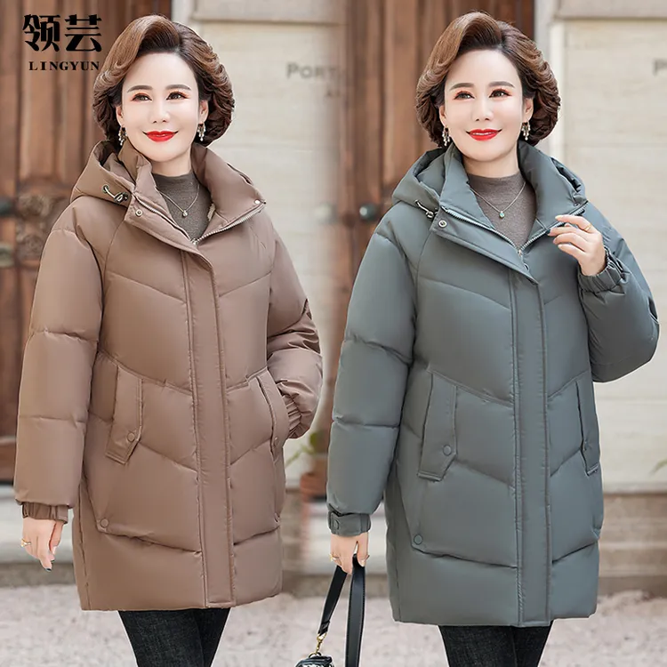 2022新款妈妈冬装加绒棉衣外套加厚中长款棉服中老年人女冬季棉袄