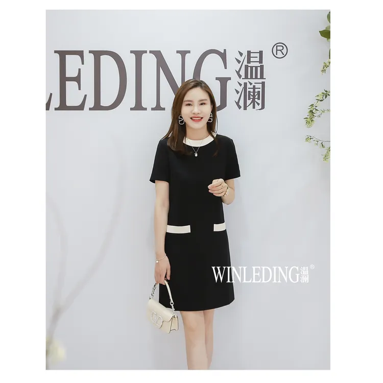 温澜服饰·澜“克拉”极简撞色小黑裙2025新款高级轻奢正品女装10336