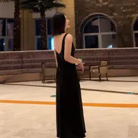 【柳条儿】一眼贵气 高端轻奢醋酸缎面长款连衣裙露背礼服式连衣裙