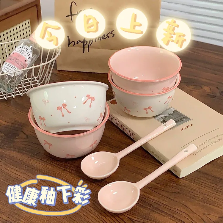 碗碗盘餐具碗网红餐具情侣专用家用可爱釉下彩陶瓷创意学生吃饭