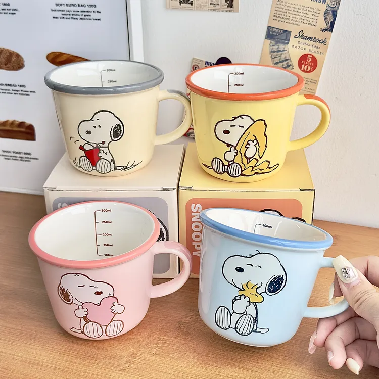 正版史努比联名款卡通杯子高颜值马克杯情侣陶瓷水杯可爱牛奶杯女
