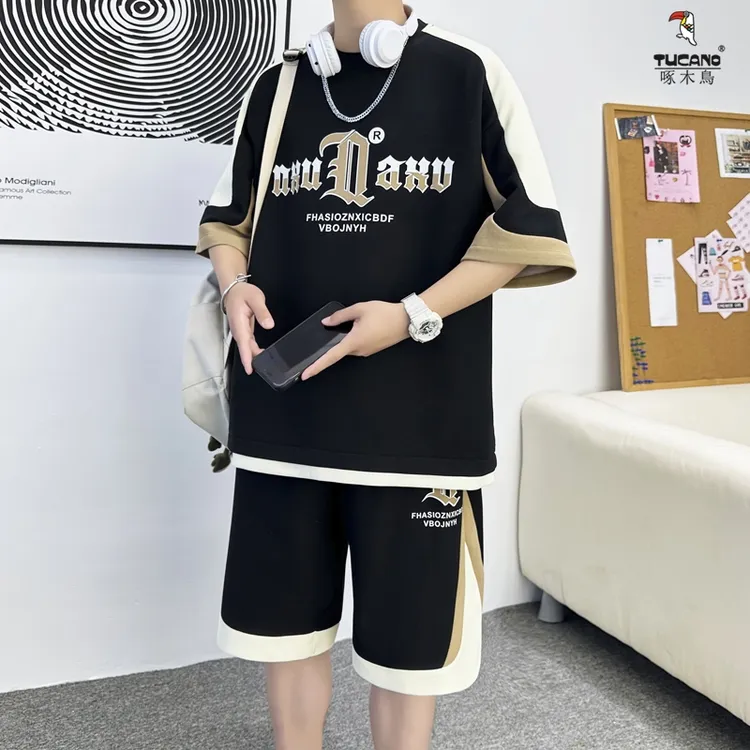 TUCANO/啄木鳥青少年短袖t恤夏季国潮宽松学生帅气运动搭配套装男