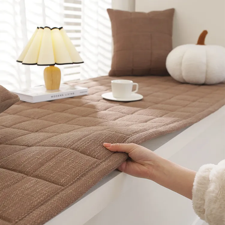 四季加厚棉麻款窗台垫飘窗垫卧室窗毯阳台榻榻米防滑垫可机洗定制