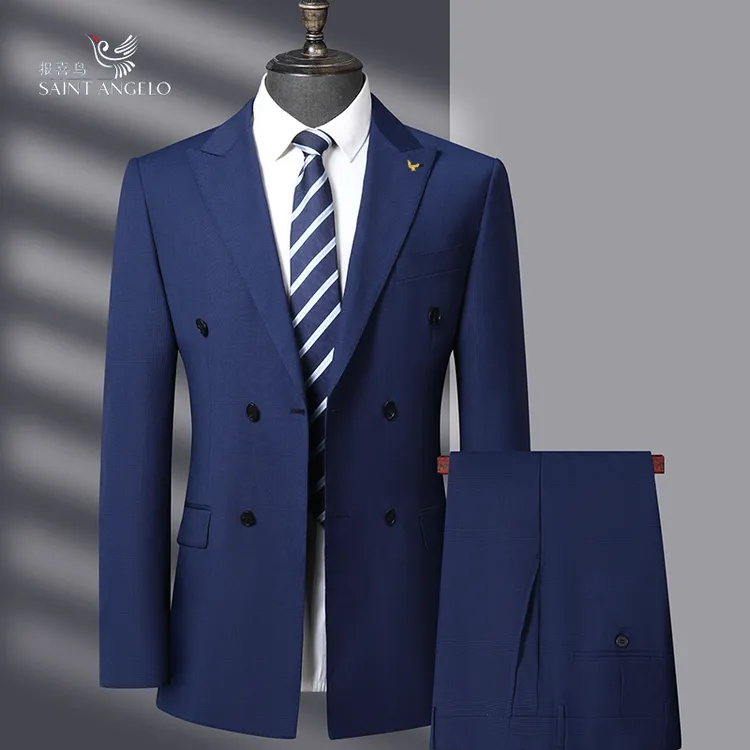 报喜/鸟男士羊毛双排扣西服套装韩版修身双开叉商务西装结婚礼服