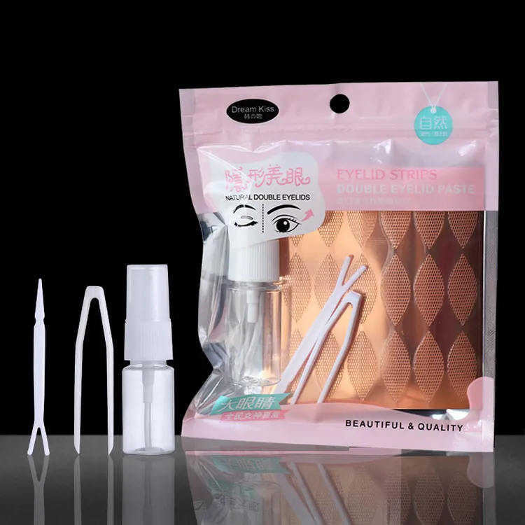 韩吻蕾丝双眼皮贴遇水既粘透气加宽半月型隐形轻薄网状美目贴神器