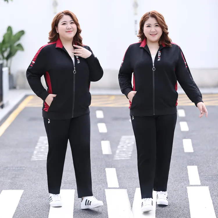 大码休闲运动套装女加肥加大弹力外穿2025秋季新款胖mm时尚两件套
