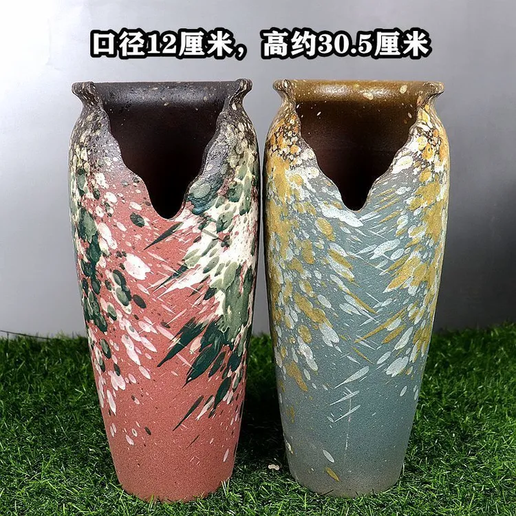 高缺口小悬崖桩老桩多肉花盆大口径透气紫砂复古方口粗陶简约百搭