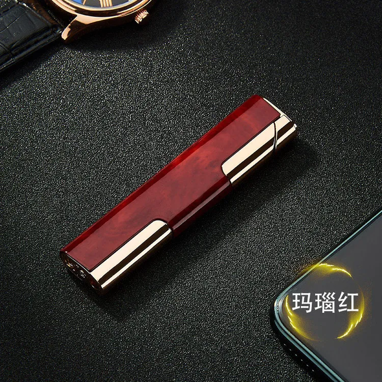 奥麦Aomai时尚长条直冲充气防风打火机金属便携精致打火机充气罐