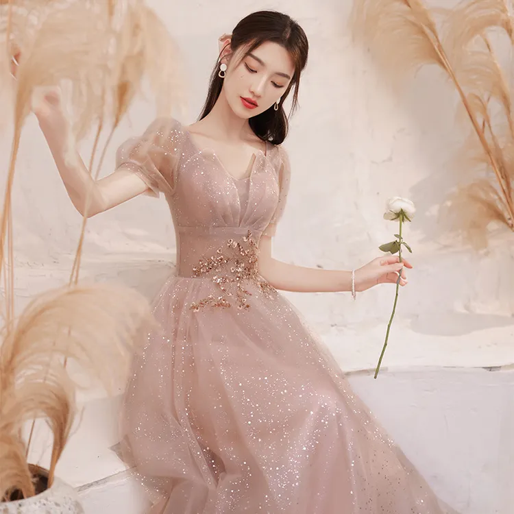 宴会晚礼服女2024新款春季洋装生日气质名媛成人礼简约大方连衣裙