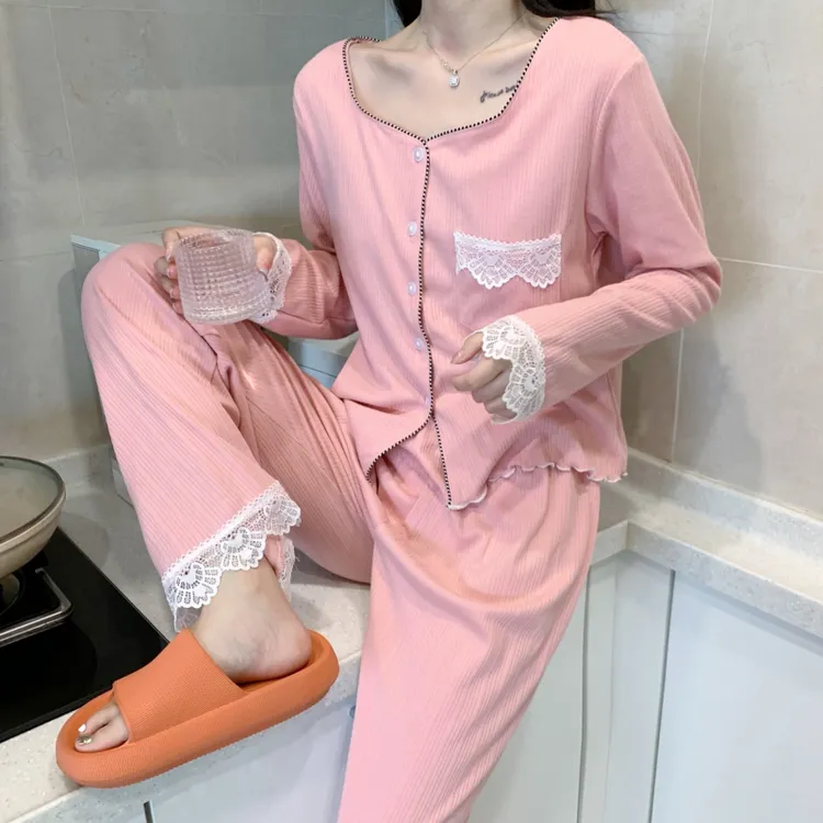 2025年春秋新款睡衣女韩版网红爆款女士纯欲风甜美花边家居服套装