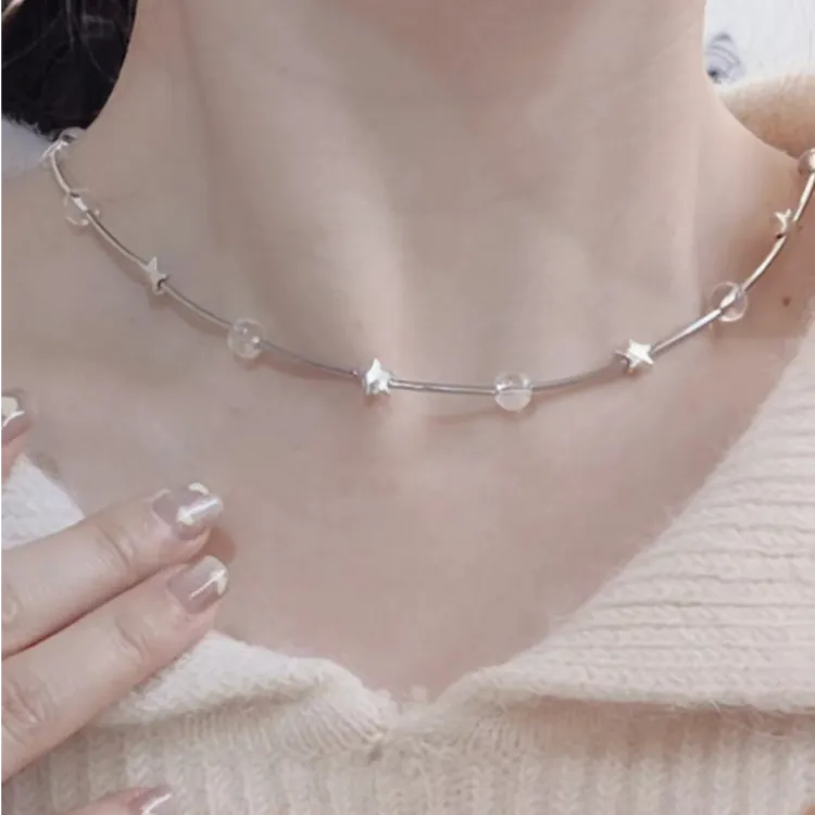 合金仿水晶项链 视频同款项链