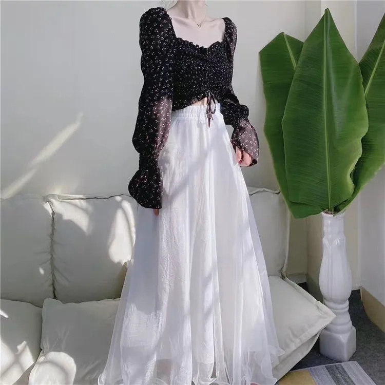 超仙女8米波浪大摆新款闪闪金丝雪纺半身裙长裙子百穿搭显瘦a字裙