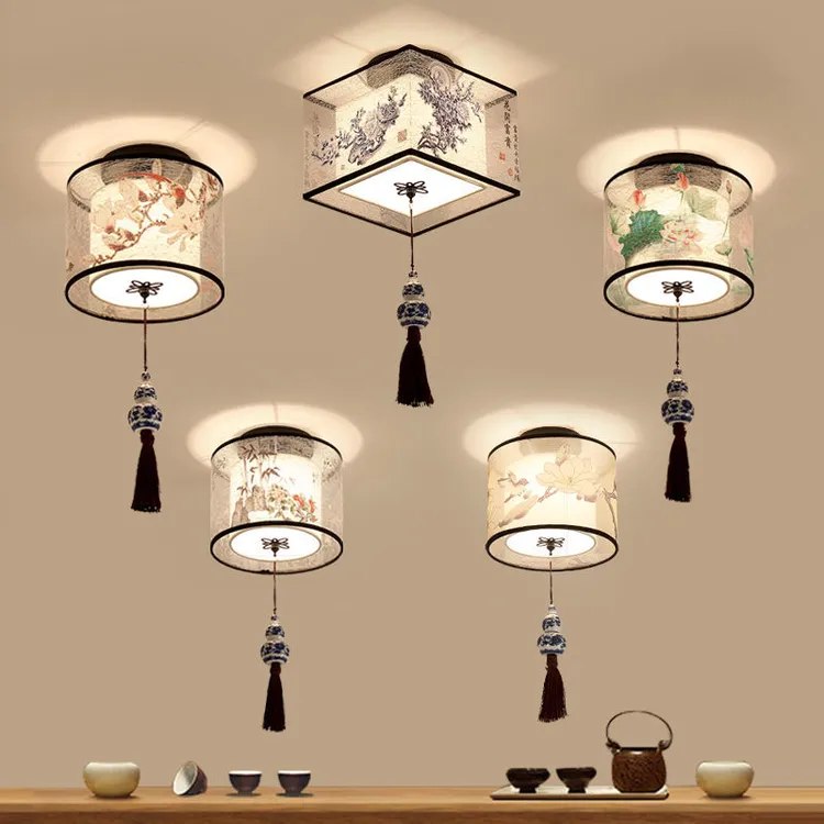 新中式过道灯圆形餐厅简约玄关阳台灯家用客厅灯走廊灯客厅玄关灯