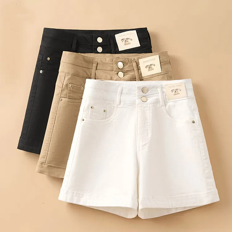 休闲短裤女2025新款夏装高腰宽松薄款水洗棉质阔腿小个子a字短裤
