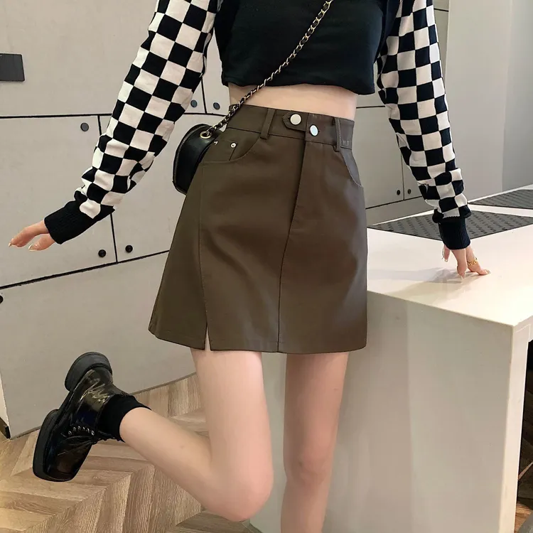 2025秋冬新款女装半身裙小个子甜酷小众设计感A字裙爆款开叉裙子