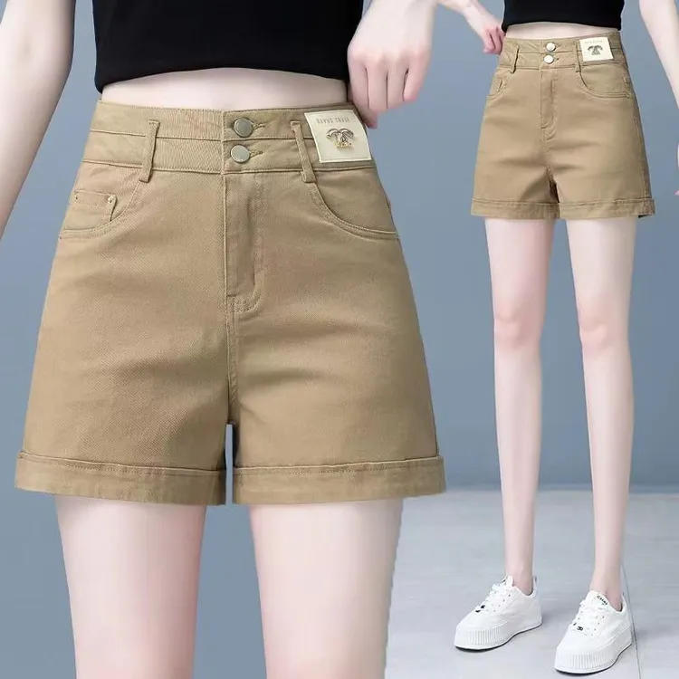 短裤女2025年夏季新款高腰宽松显瘦弹力a字休闲外穿薄款阔腿热裤