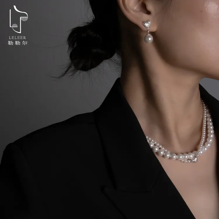 925银仿珍珠耳饰 勒勒尔吉祥结元素爱心饰品百搭轻奢气质银饰优雅