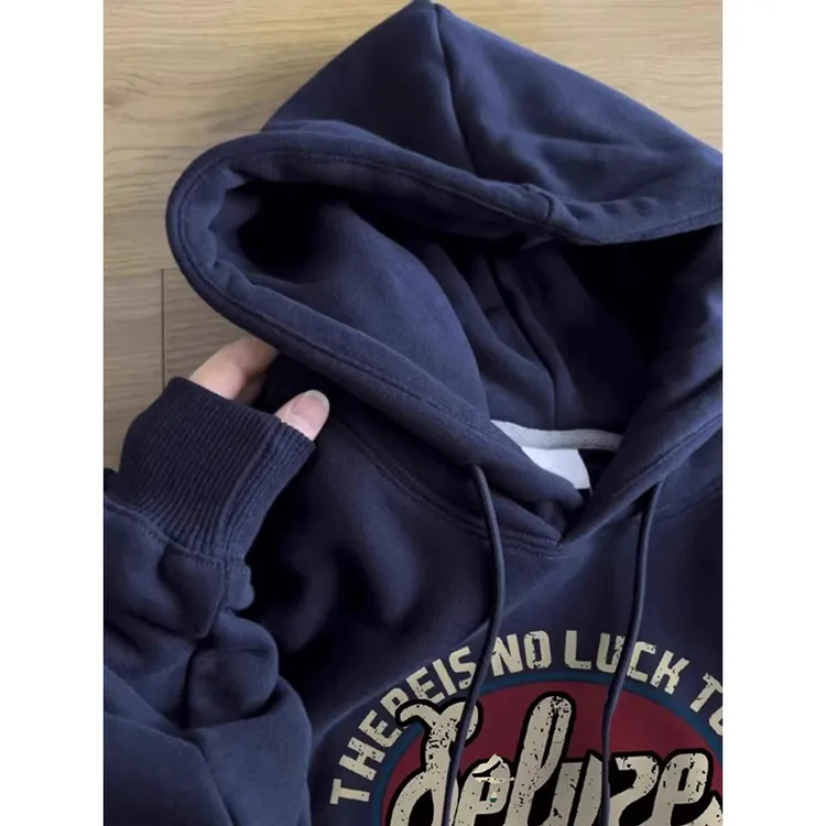 原宿风休闲美式复古连帽卫衣女秋冬oversize潮牌宽松高级感上衣服