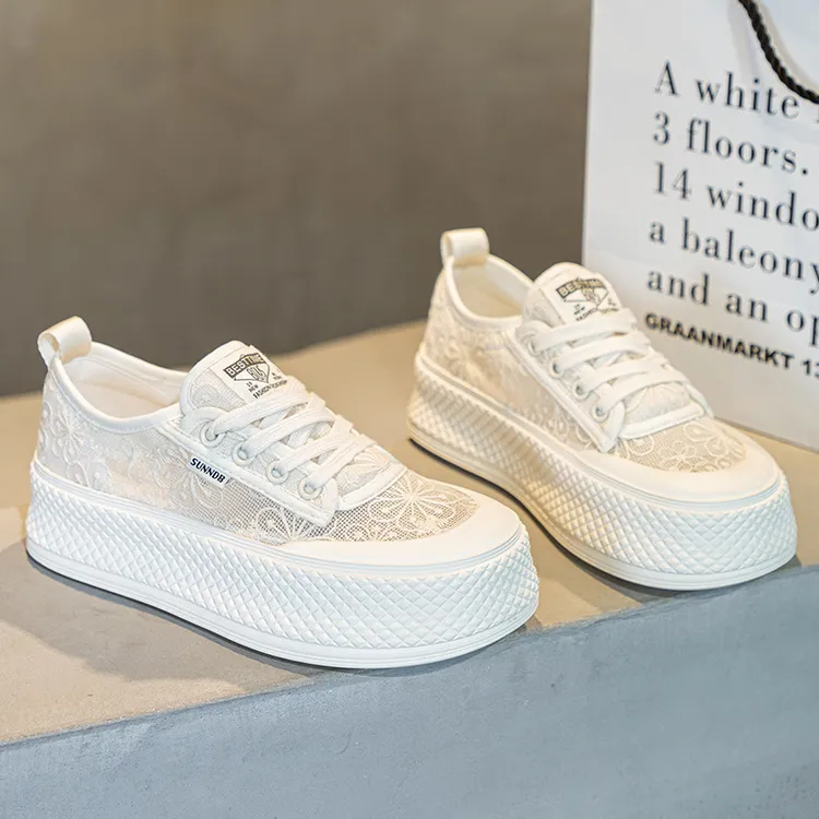 鞋子女鞋休闲夏季厚底网鞋白鞋网面时尚百搭薄款ins饼干鞋