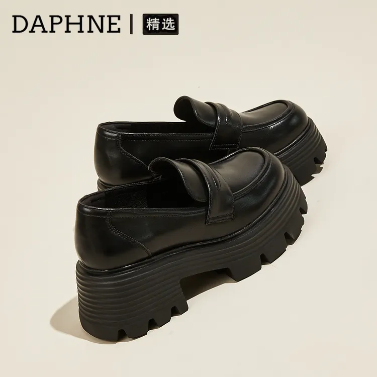达芙妮厚底乐福鞋女2025年新款英伦风真皮小皮鞋松糕单鞋秋季女鞋