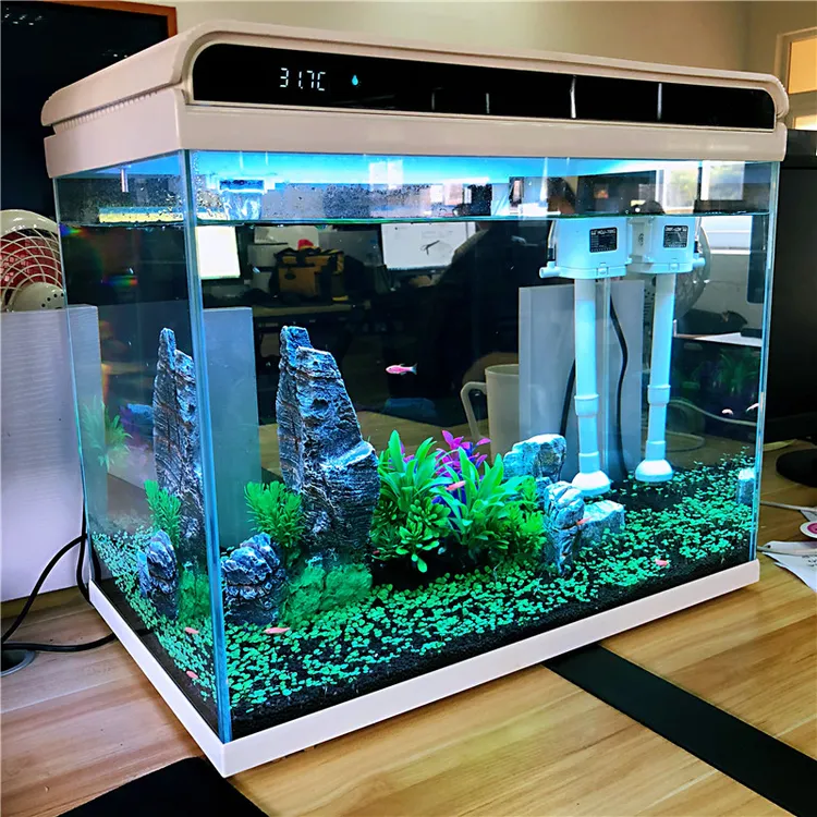 超白玻璃小鱼缸智能客厅小型桌面家用水族箱生态免换水迷你