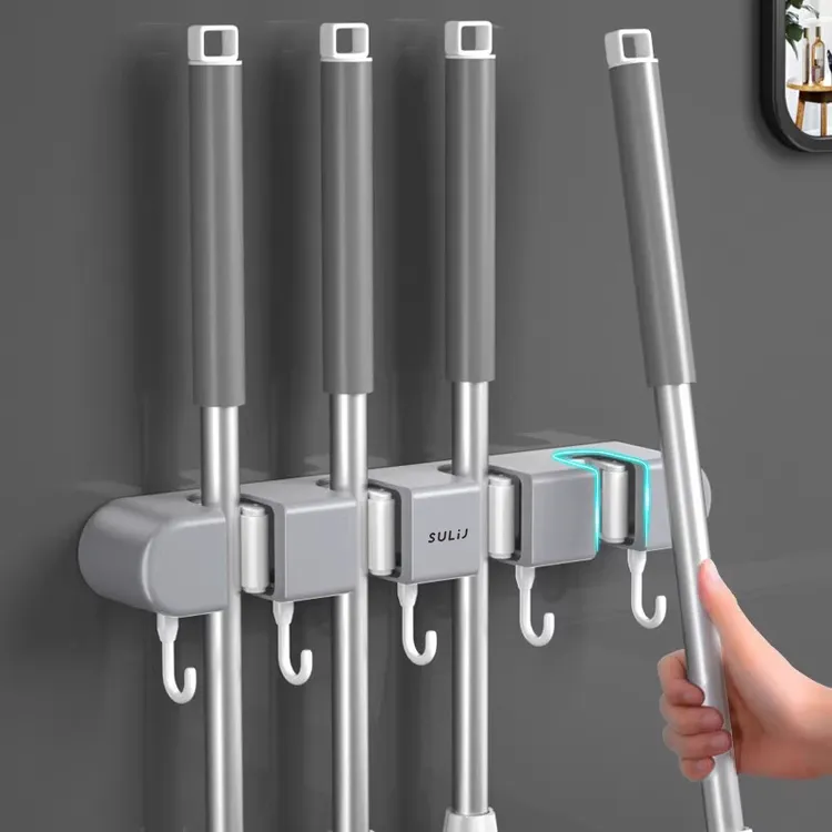 Howsentrip免打孔强力拖把壁挂夹神器固定挂钩扣扫把置物收纳挂架