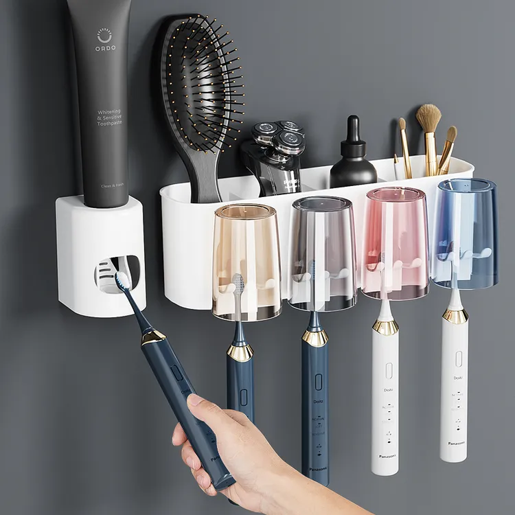 牙刷置物架免打孔卫生间漱口杯牙杯牙刷架了壁挂家庭牙具牙有套装