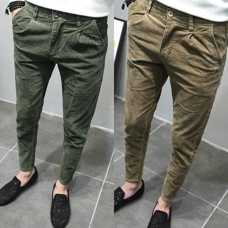 {宝藏店铺}休闲裤男长裤秋冬季灯芯绒裤修身小脚青年韩版潮流百搭