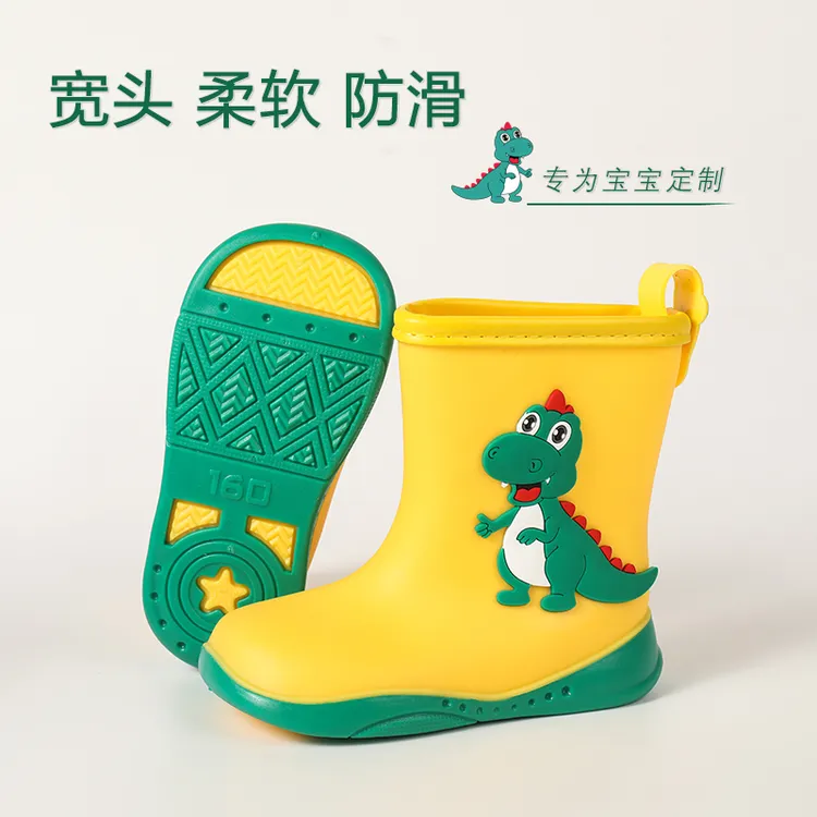 儿童雨鞋防滑恐龙宝宝水鞋中筒软底轻便防水幼儿园1-3岁小孩雨靴