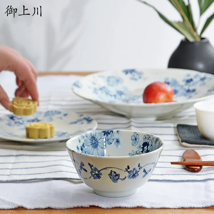 御上川日本陶瓷餐具花集碗盘饭碗汤碗面碗菜盘和风小清新创意餐具