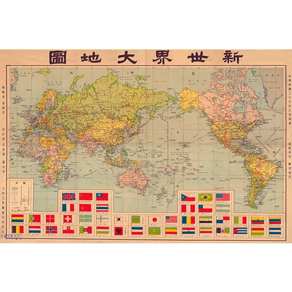 二战后的世界地图复古怀旧牛皮纸海报酒吧咖啡厅装饰画芯贴纸壁画