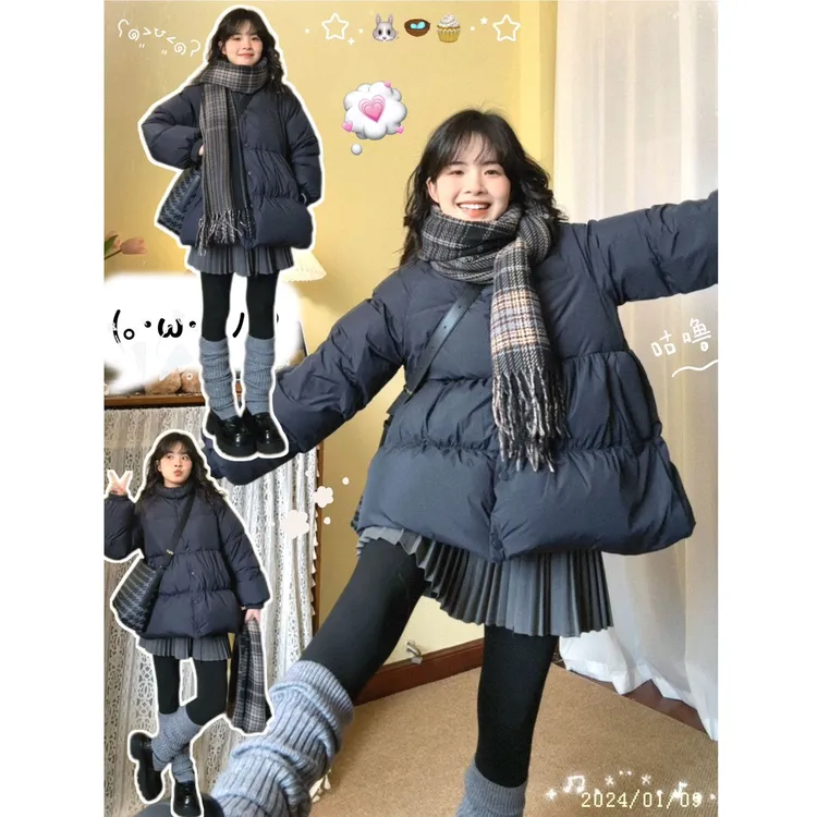 parkyeon2024冬季新款小个子短款棉服外套女高级感保暖面包服上衣