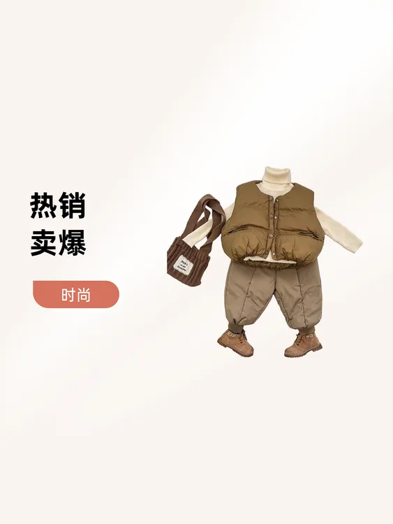 外套婴童衣服2024绿色秋冬季大童宽松棉马甲外穿冬款加厚婴儿中童