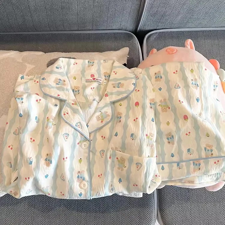 【三件套樱桃小熊】睡衣女夏天可爱卡通云朵绵夏季家居服套装