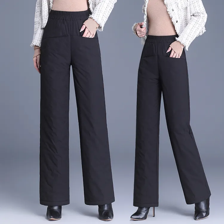 2025冬季棉裤加绒加厚直筒裤女中老年高腰宽松保暖长裤大码休闲裤