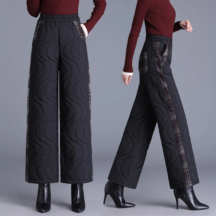 加绒加厚高腰棉裤女2025冬季新款抗寒夹棉直筒裤大码外穿保暖长裤