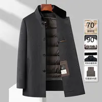 【特价】羊毛大衣加厚中长款秋冬保暖中老年爸爸毛呢水貂毛领外套