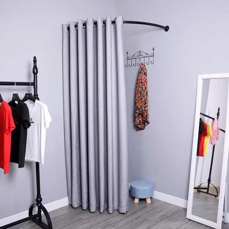 服装店C型试衣间布帘门帘更衣室帘子简易墙角换衣间换衣帘syj架子