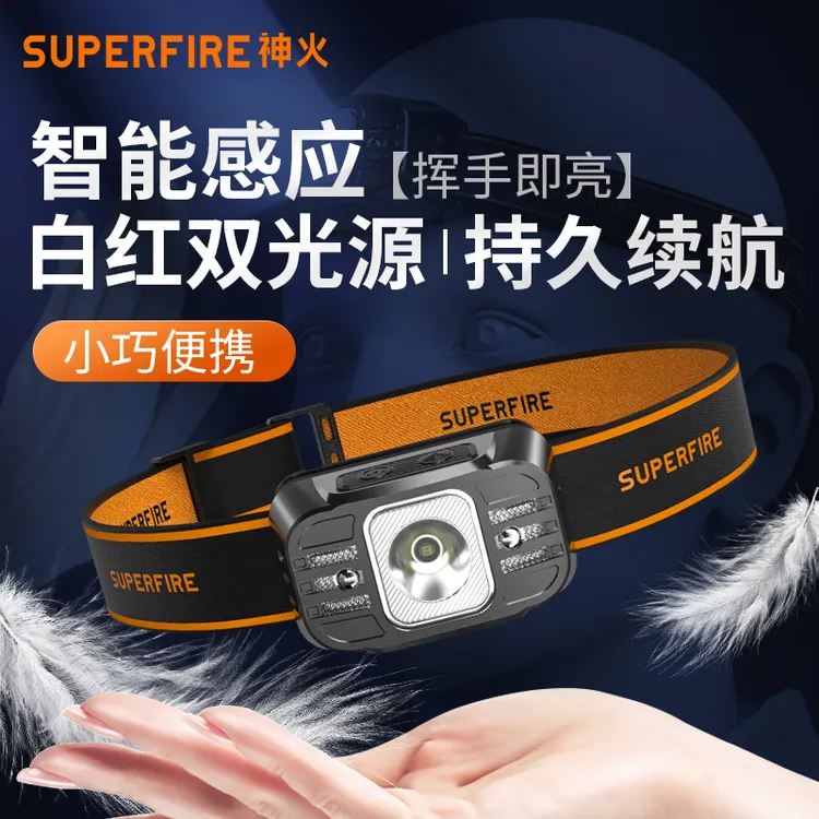 神火HL75-S头灯夜钓远射聚光小型便携长续航超亮钓鱼灯矿灯头戴式
