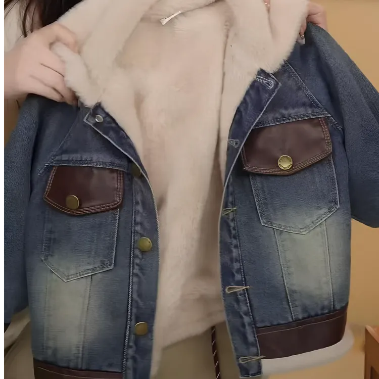 儿童加绒牛仔外套男童冬装2025新款男孩秋冬上衣宝宝女孩外套