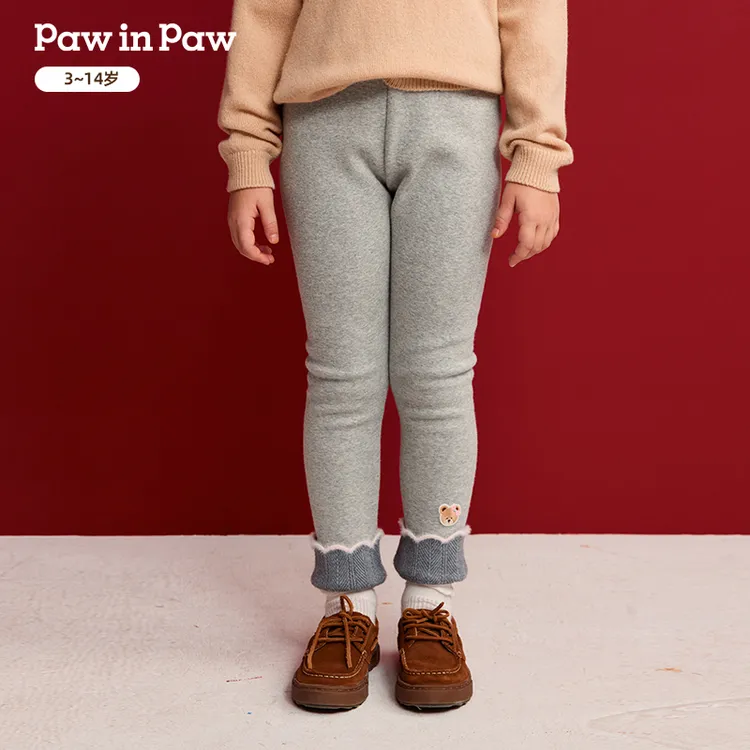 【达人专属】PawinPaw小熊24年秋冬新款针织裤打底裤加绒PCTME4V22K