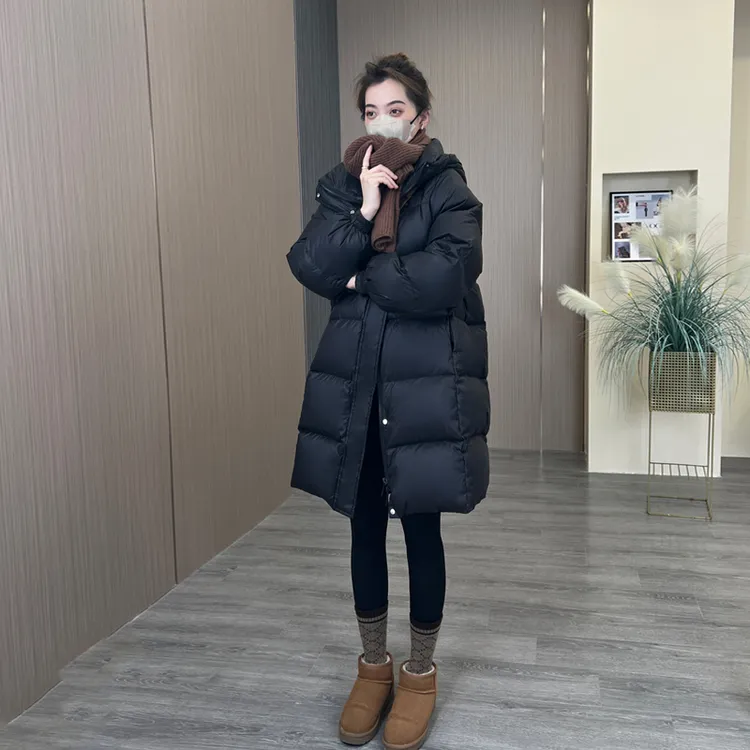 【90白鸭绒新款】2025中长款羽绒服女加厚连帽小个子时尚冬外套