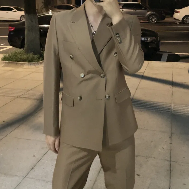 恩吧男士气质正装秋冬小西装英伦风韩版休闲商务西服修身时尚