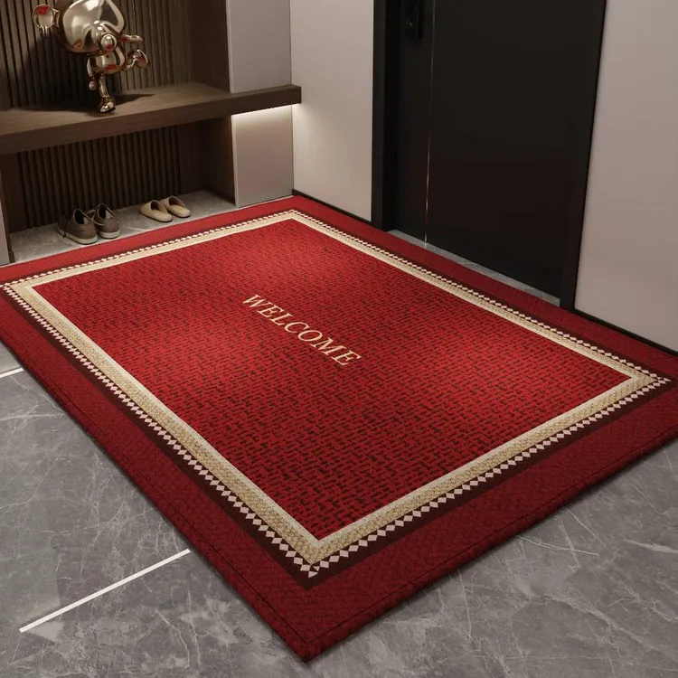 红色新年入户门垫家用玄关高级吸水防滑耐脏脚垫朴尚家居简约现代