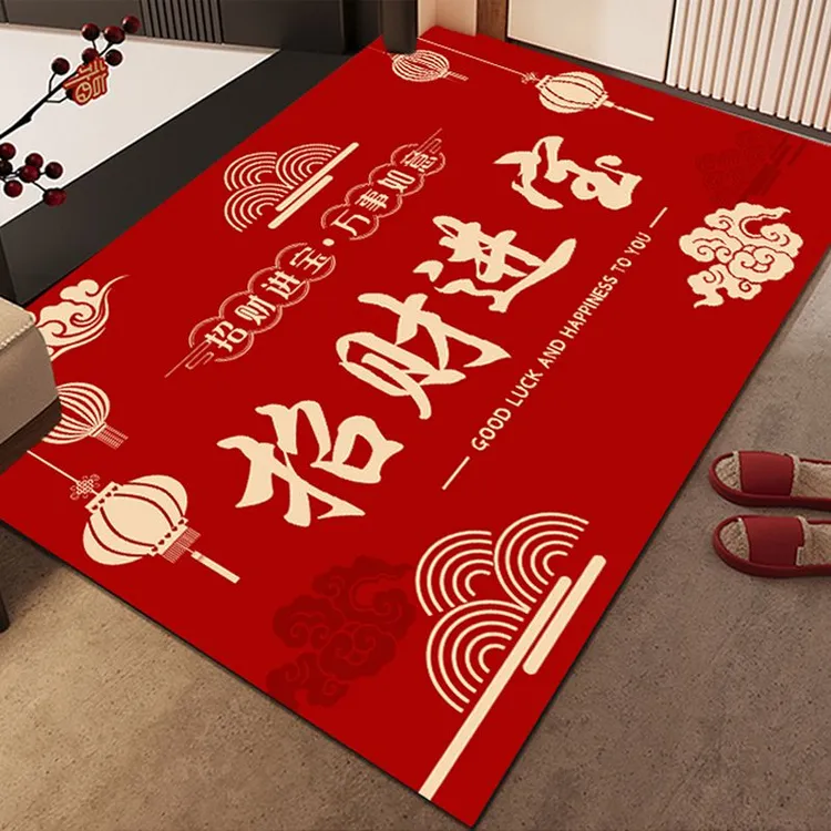 硅藻泥中式进门垫红门垫家用吸水防滑地垫玄关垫招财进宝装饰垫橡